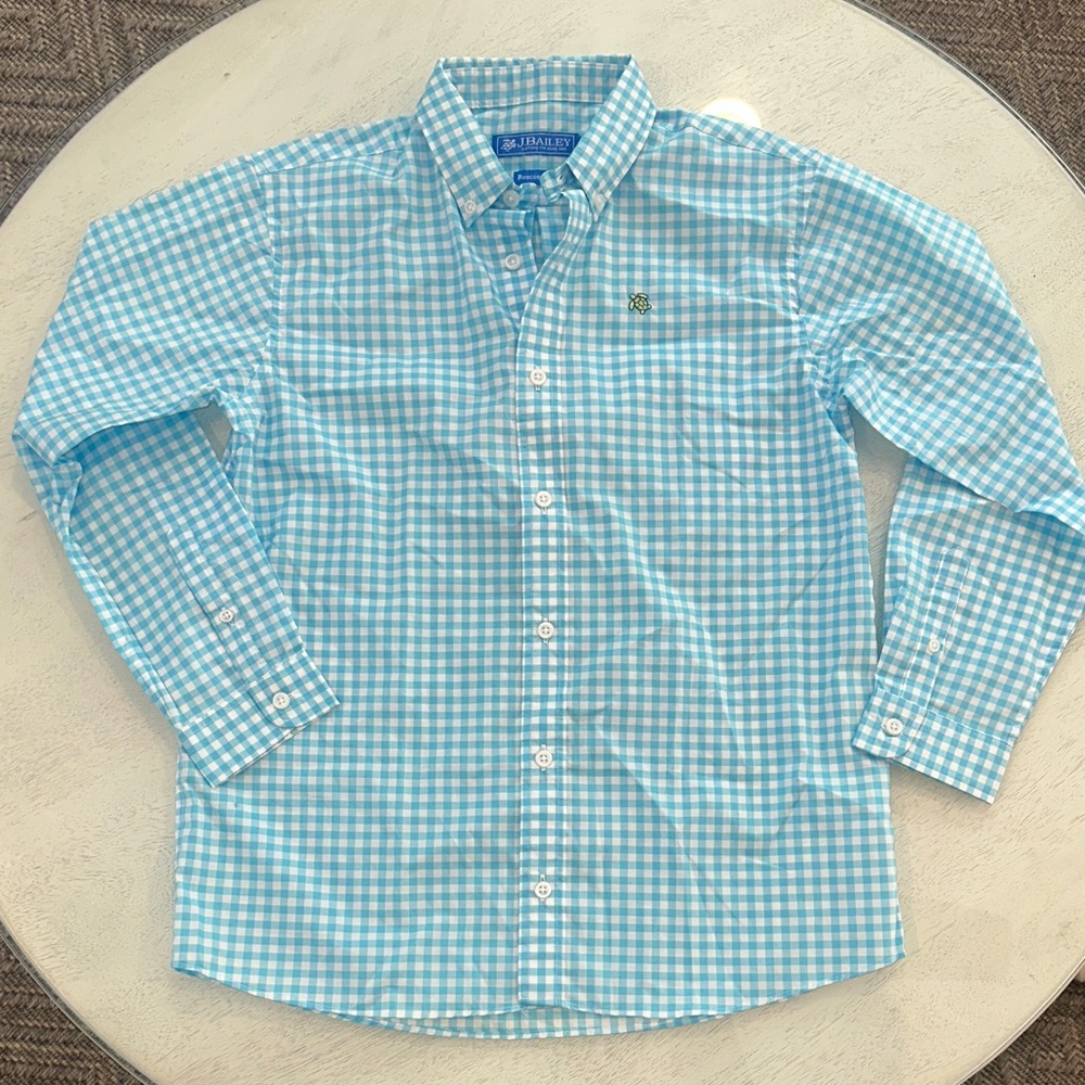 J. Bailey Aqua Gingham Button-Down Shirt